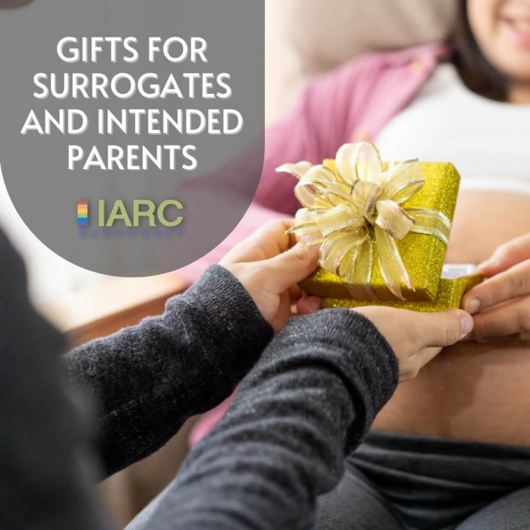an intended parent giving a gift to their surrogate